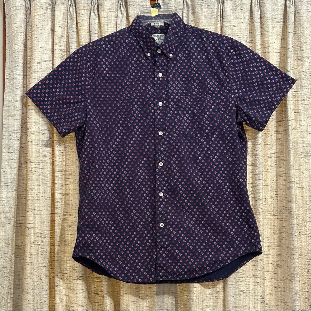 J. Crew Secret Wash Stretch Floral Short Sleeve Shirt